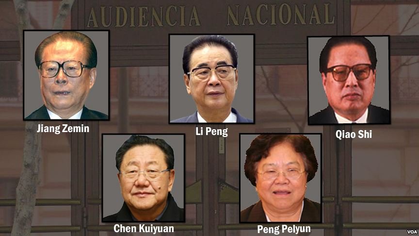 Oskarżeni m.in. były Prezydent i Sekretarz Partii Jang Zemin, były Premier w czasie pacyfikacji protestów w Tybecie i na Placu Tiannanmen Li Peng, były szef bezpieki odpowiedzialny za Ludową Policję Zbrojną podczas stanu wojennego w Tybecie Qiao Shi