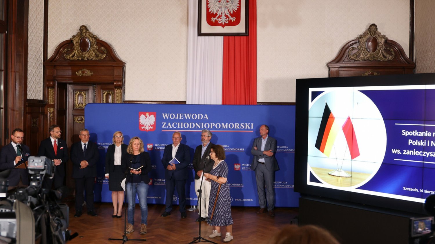 Wspólna konferencja polskich i niemieckich władz w Urzędzie Wojewódzkim w Szczecinie ws. zanieczyszczenia Odry