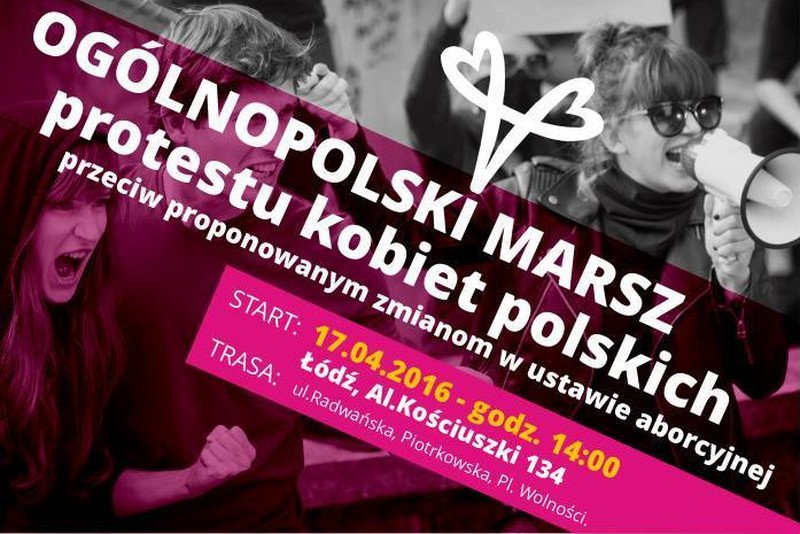 Plakat marszu sprzeciwu wobec totalnego zakazu aborcji.