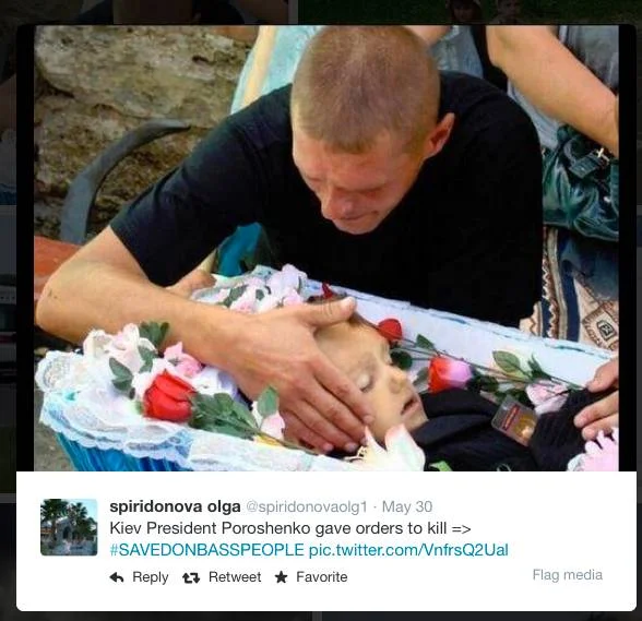 Rosjanie publikują zdjęcia zmarłych dzieci i informują, że są to ofiary wojny. W tym przypadku dziewczynka zmarła w ubiegłym roku na Krymie, na długo przed nastaniem obecnego konfliktu