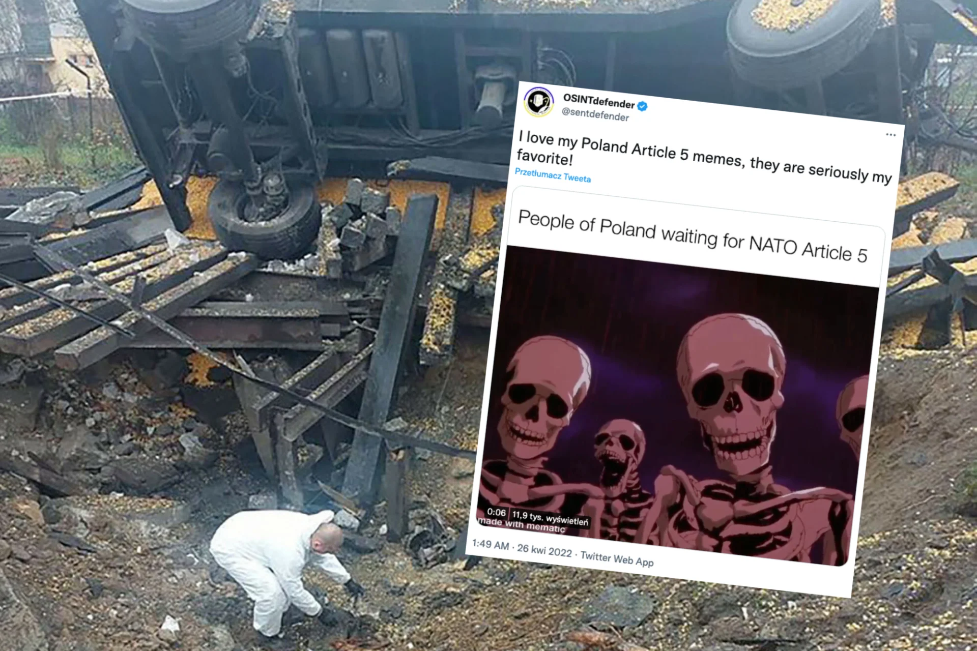Polski i zagraniczny Twitter zaczął żartować sobie z możliwego pokłosia eksplozji w miejscowości Przewodów. Polski i zagraniczny Twitter zaczął żartować sobie z możliwego pokłosia eksplozji w miejscowości Przewodów.