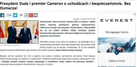 Andrzej Duda rozmawiał z Davidem Cameronem bez tłumacza