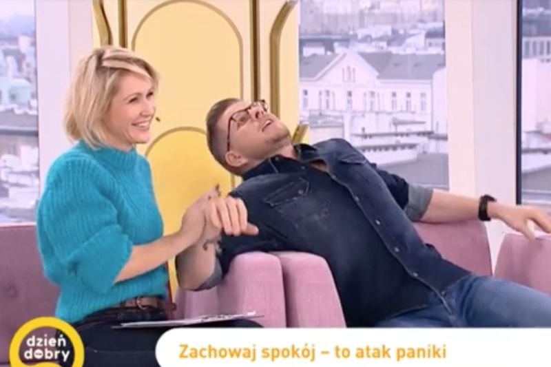 Filip Chajzer sparodiował atak paniki.