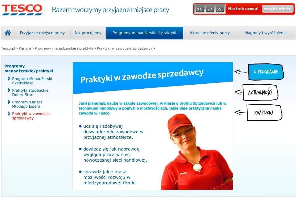 Tesco oferuje bezpłatne praktyki w zawodzie sprzedawcy