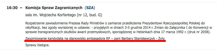 Barbara Stanisławczyk - Żyła jest kandydatką na stanowisko ambasadorskie.