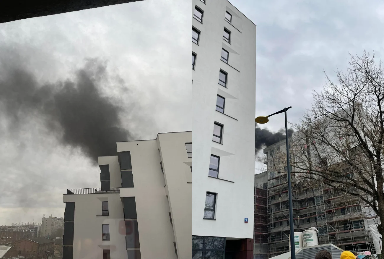 Wielki pożar w Warszawie. Płonie blok budowany na Pradze.