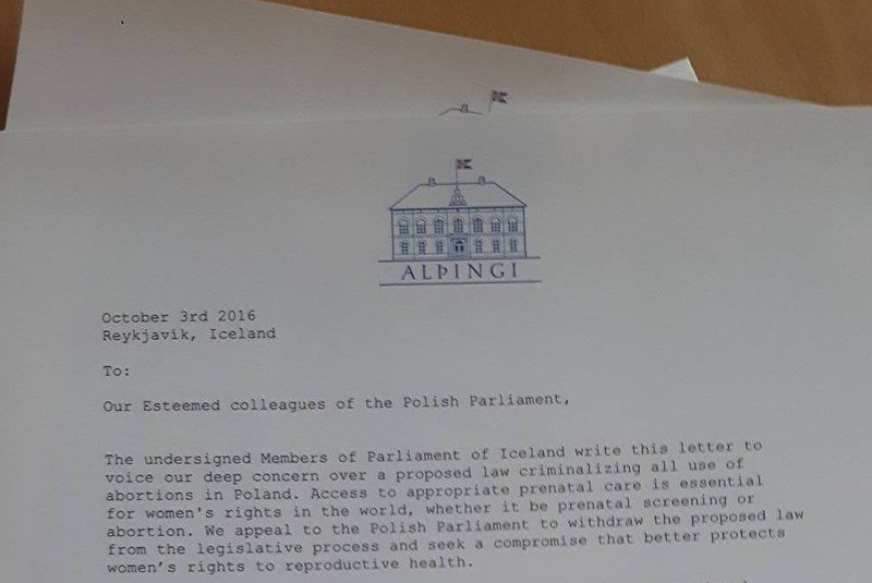List islandzkich parlamentarzystów do ich polskich odpowiedników. Apelują o przestrzeganie praw polskich kobiet.