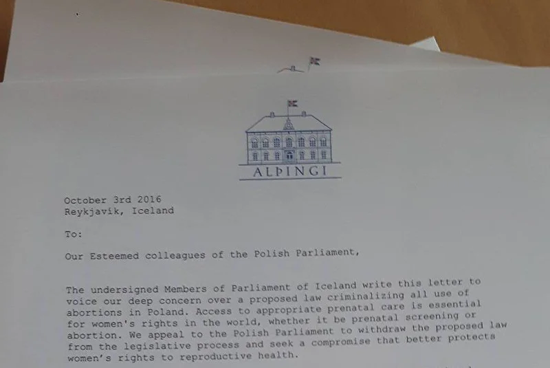List islandzkich parlamentarzystów do ich polskich odpowiedników. Apelują o przestrzeganie praw polskich kobiet.
