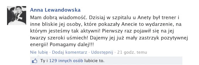 Profil: Pomoc dla Anety Zatwarnickiej! Zawsze uśmiechniętej koleżanki z karate! Pomóżmy!!!