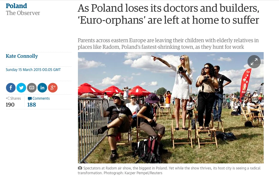Screen artykułu o "eurosierotach" w Polsce