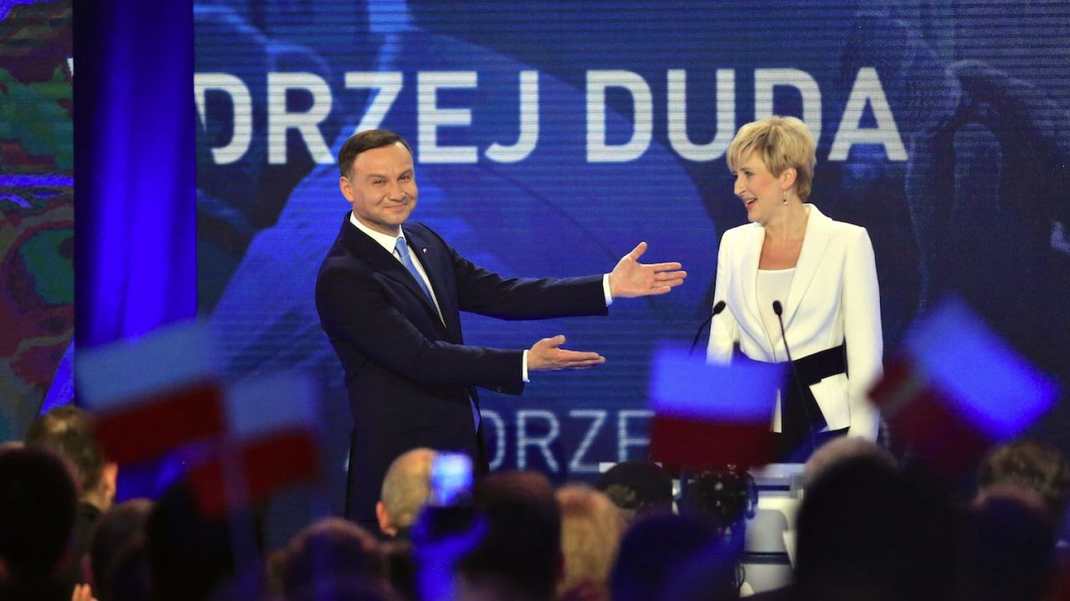 Andrzej Duda jeszcze jako kandydat PiS na prezydenta wraz z małżonką Agatą Kornhauser-Dudą