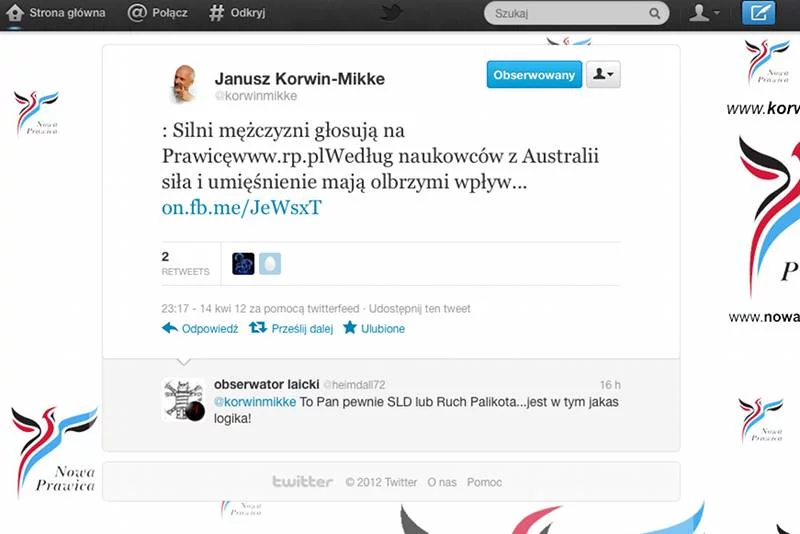 Profil Janusza Korwin-Mikkego na Twitterze