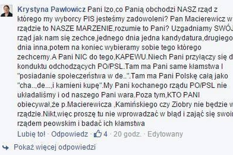Krystyna Pawłowicz ujawniła, co myśli o wyborcach, którzy nie głosują na PiS