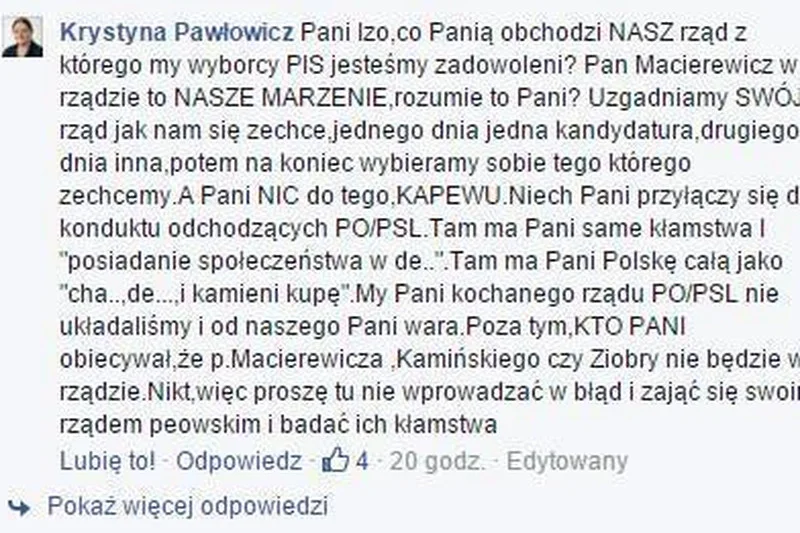 Krystyna Pawłowicz ujawniła, co myśli o wyborcach, którzy nie głosują na PiS