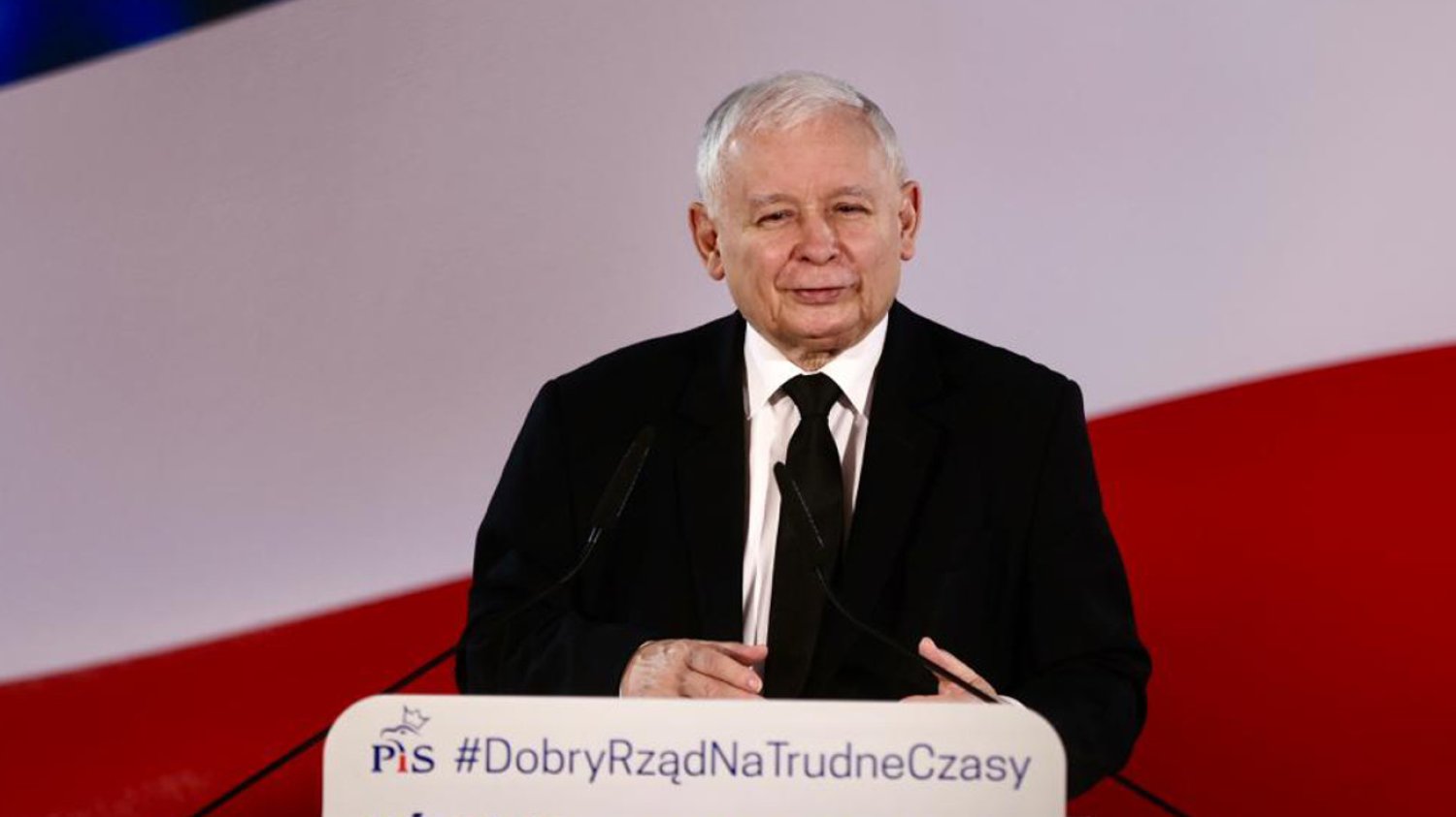 Jarosław Kaczyński na spotkaniu w Kórniku odpowiadał na pytanie o sondaż, w którym PiS przegrywa z KO.