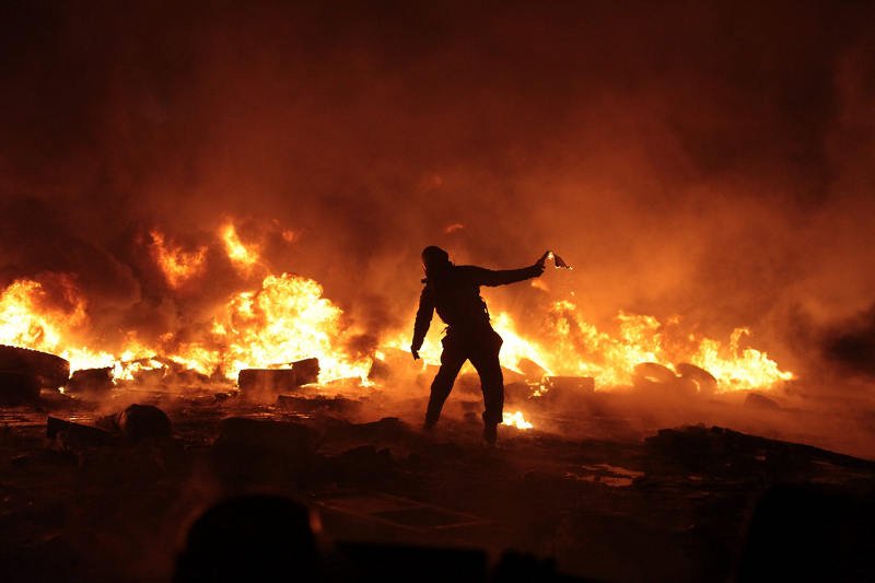 Zamieszki na ulicach Kijowa.