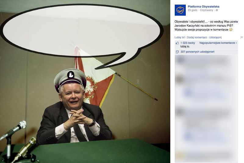 Platforma Obywatelska zachęca internautów do wpisywania na Facebooku słów, które padną jutro z ust Jarosława Kaczyńskiego.