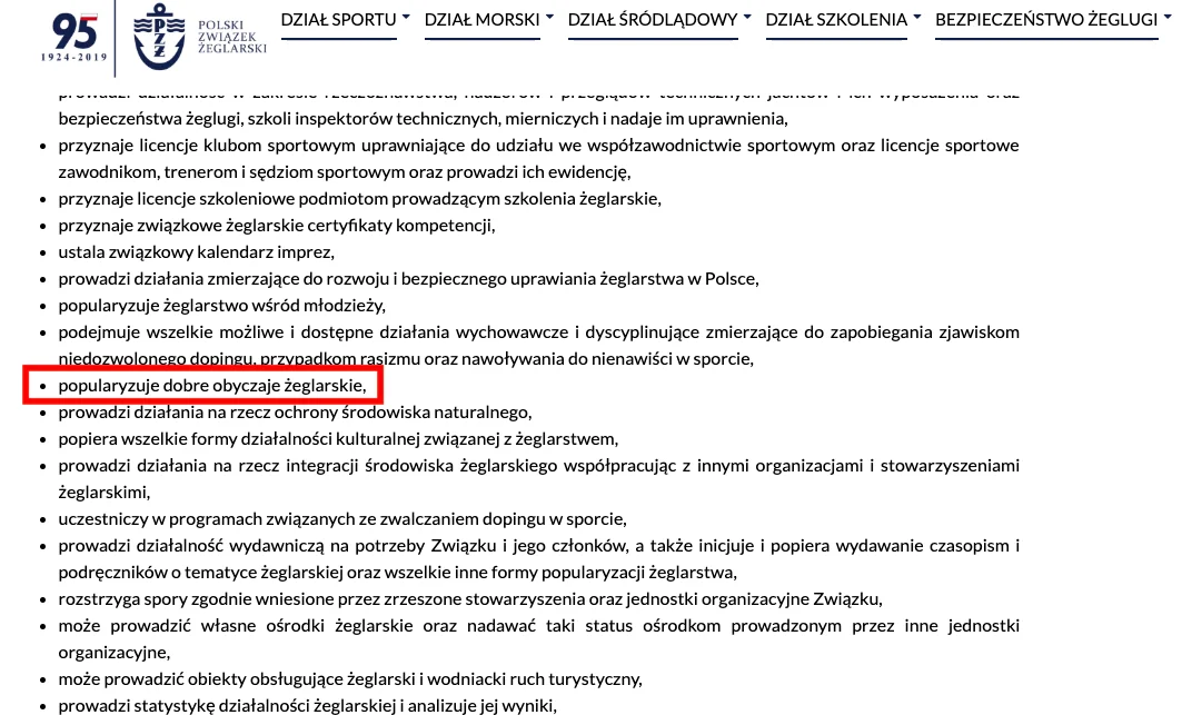 Zrzut ekranu statut PZŻ.