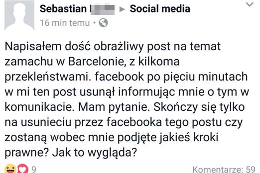 Internauta wpadł w panikę.