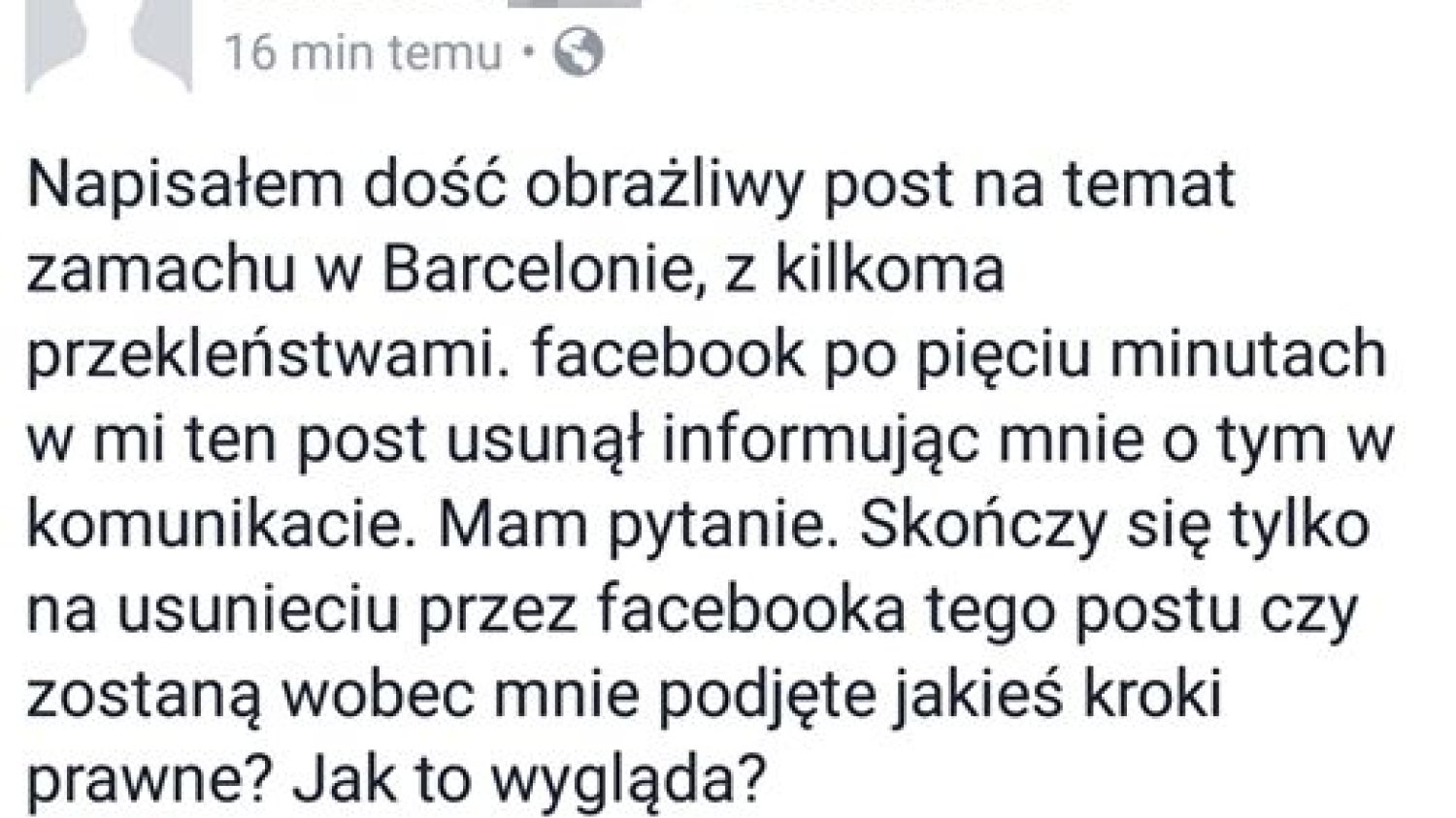 Internauta wpadł w panikę.