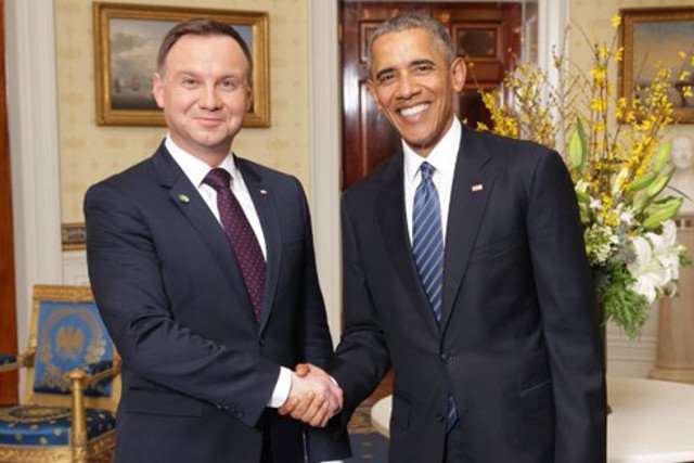Prezydent Andrzej Duda podczas spotkania z Barackiem Obamą