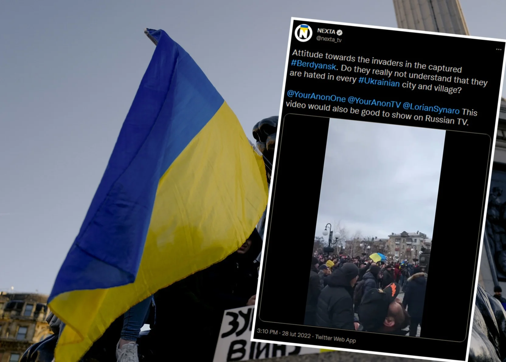 Mieszkańcy Berdiańska głośno protestowali po przejęciu miasta przez Rosjan.