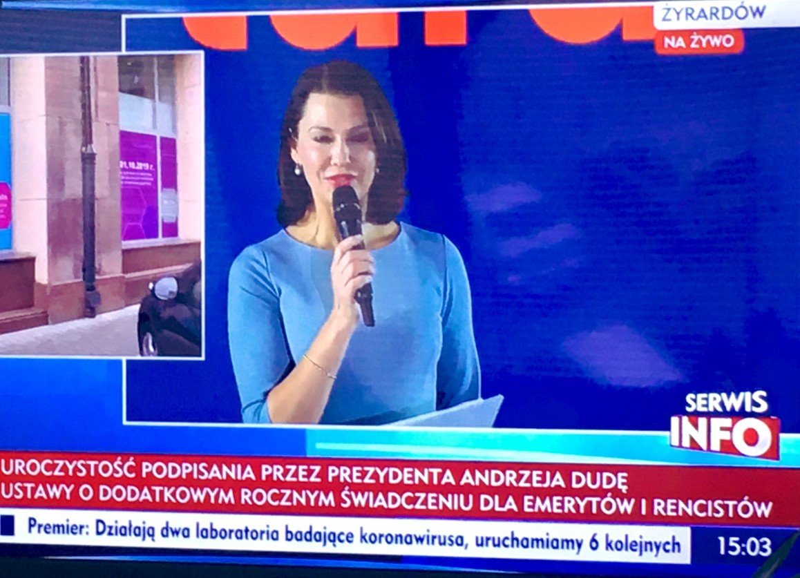 Anna Popek z TVP poprowadziła galę prezydenta z okazji podpisania ustawy o tzw. 13. emeryturze.