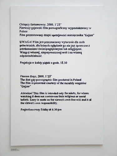Ostrzeżenie na wystawie "Siusiu w torcik" (2009)