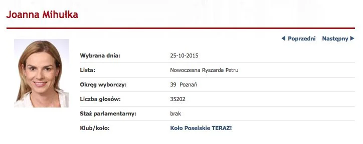 Na stronach sejmowych posłanka występuje już pod swoim nowym nazwiskiem.