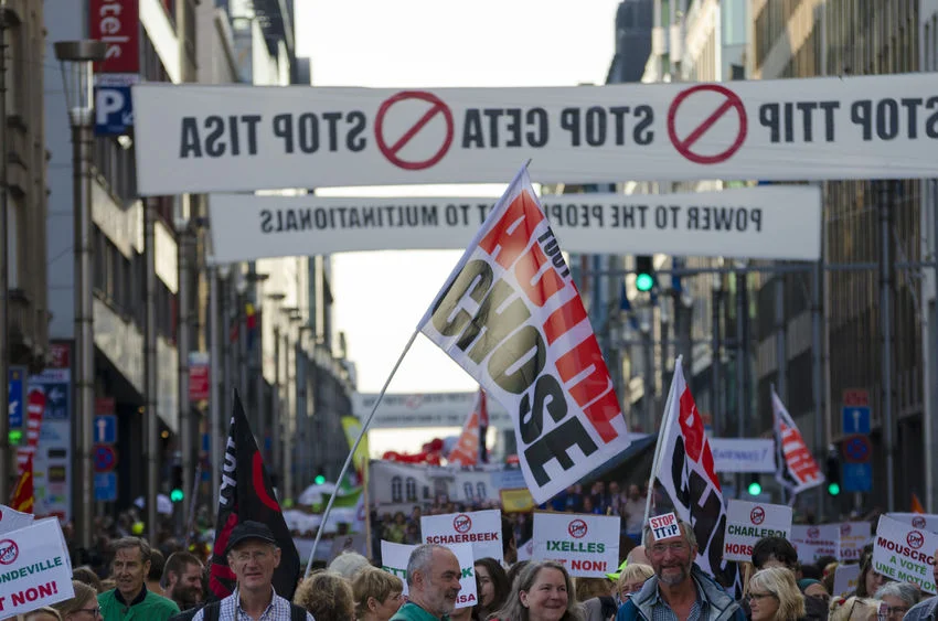 Protestują nie tylko Polacy! Na zdjęciu demonstracja w Brukseli.