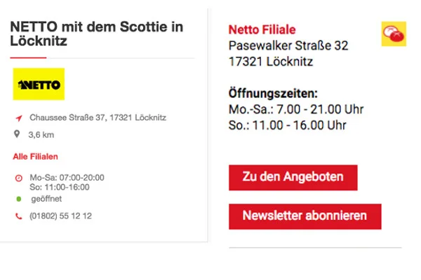 W niemieckim Löcknitz otwarte były wczoraj dwa supermarkety: Netto oraz Netto Marken-Discount (nazwy podobne, ale to dwie różne sieci).