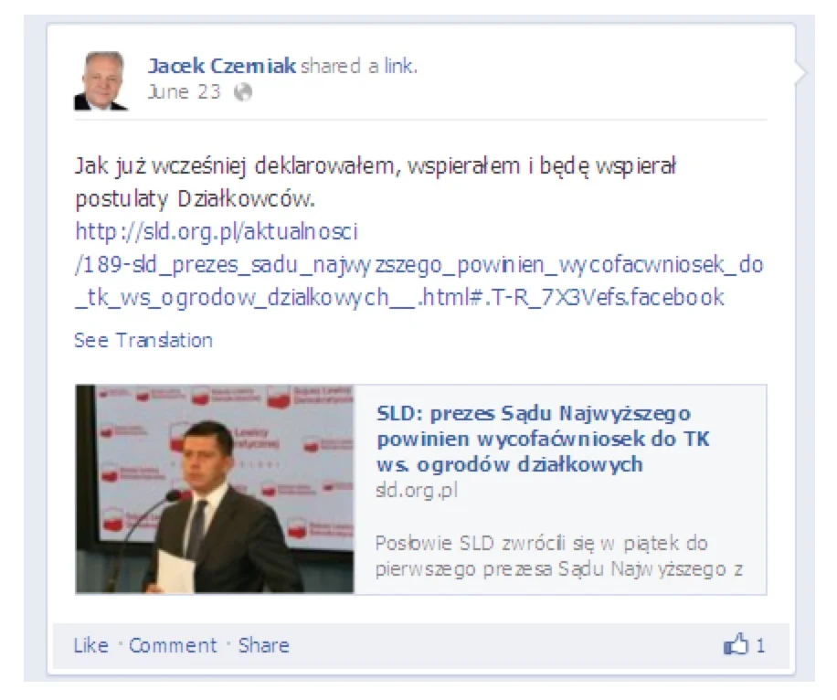Pomoc działkowcom obiecał także Jacek Czerniak z SLD, współautor projektu ustawy złożonego przez tą partię w Sejmie.