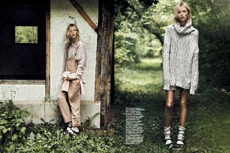 Anja Rubik w sesji "Into the Wild" przygotowanej dla francuskiego Vogue'a.