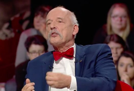 Poseł Janusz Korwin–Mikke był gościem Agnieszki Gozdyry w polsatowskich "Skandalistach".