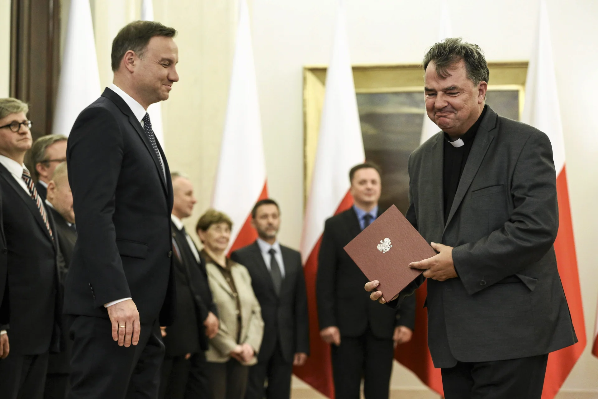 Ks. Paweł Bortkiewicz podczas uroczystości powołania do Narodowej Rady Rozwoju.