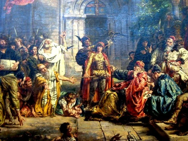 Przyjęcie Żydów w Polsce w 1096 roku, obraz Jana Matejki.