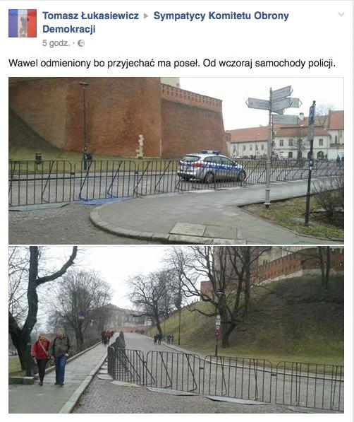 Drogi wokół zamku zostały ogrodzone barierkami.