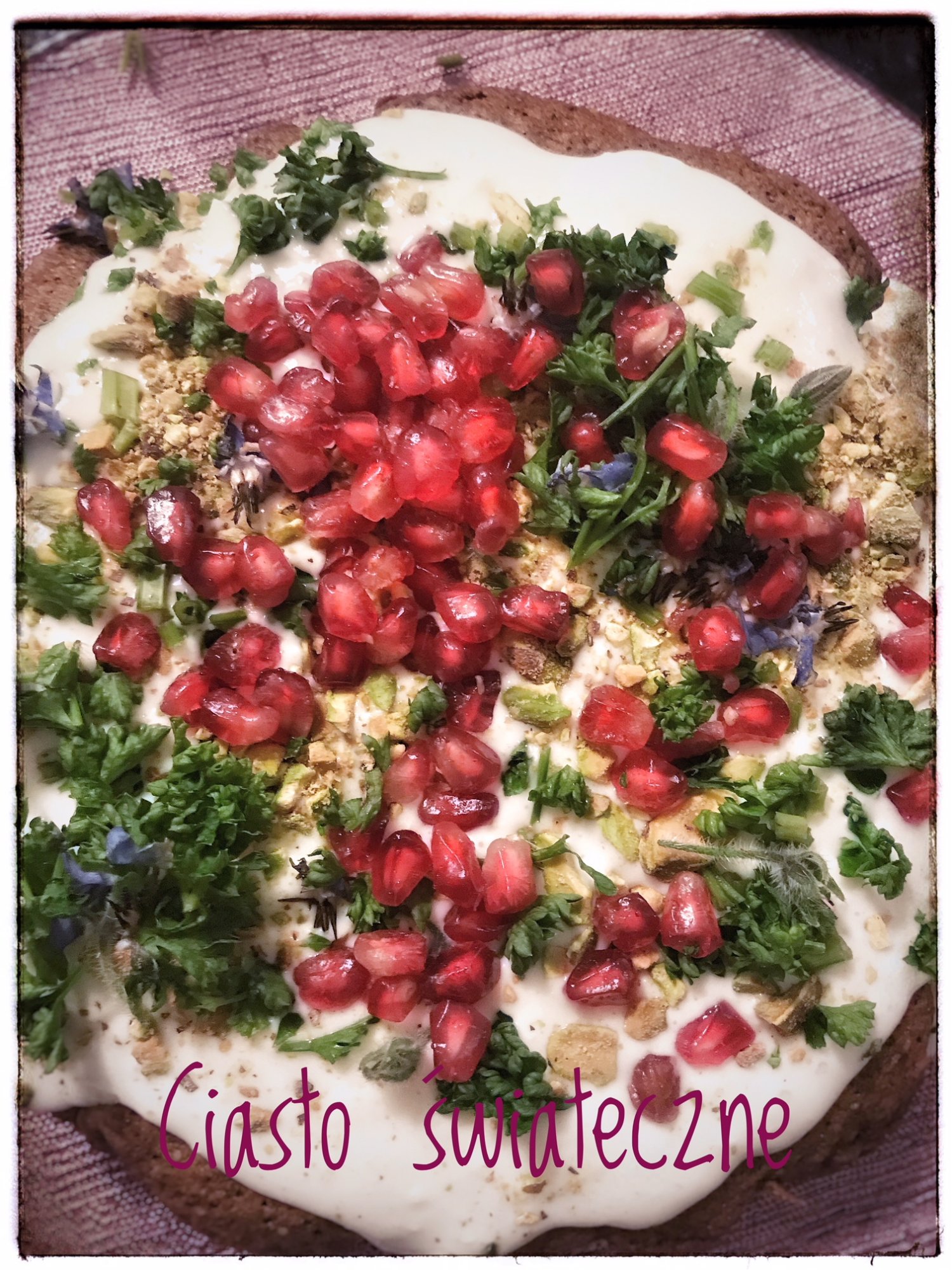 świąteczne pistacjowe granatowe