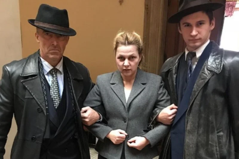 Katarzyna Bujakiewicz na planie filmu