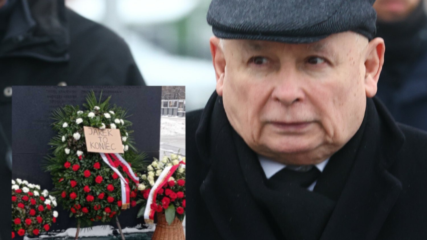 Wymowna tabliczka pod pomnikiem smoleńskim. "Jarek to koniec" Jarosław Kaczyński prezes PiS