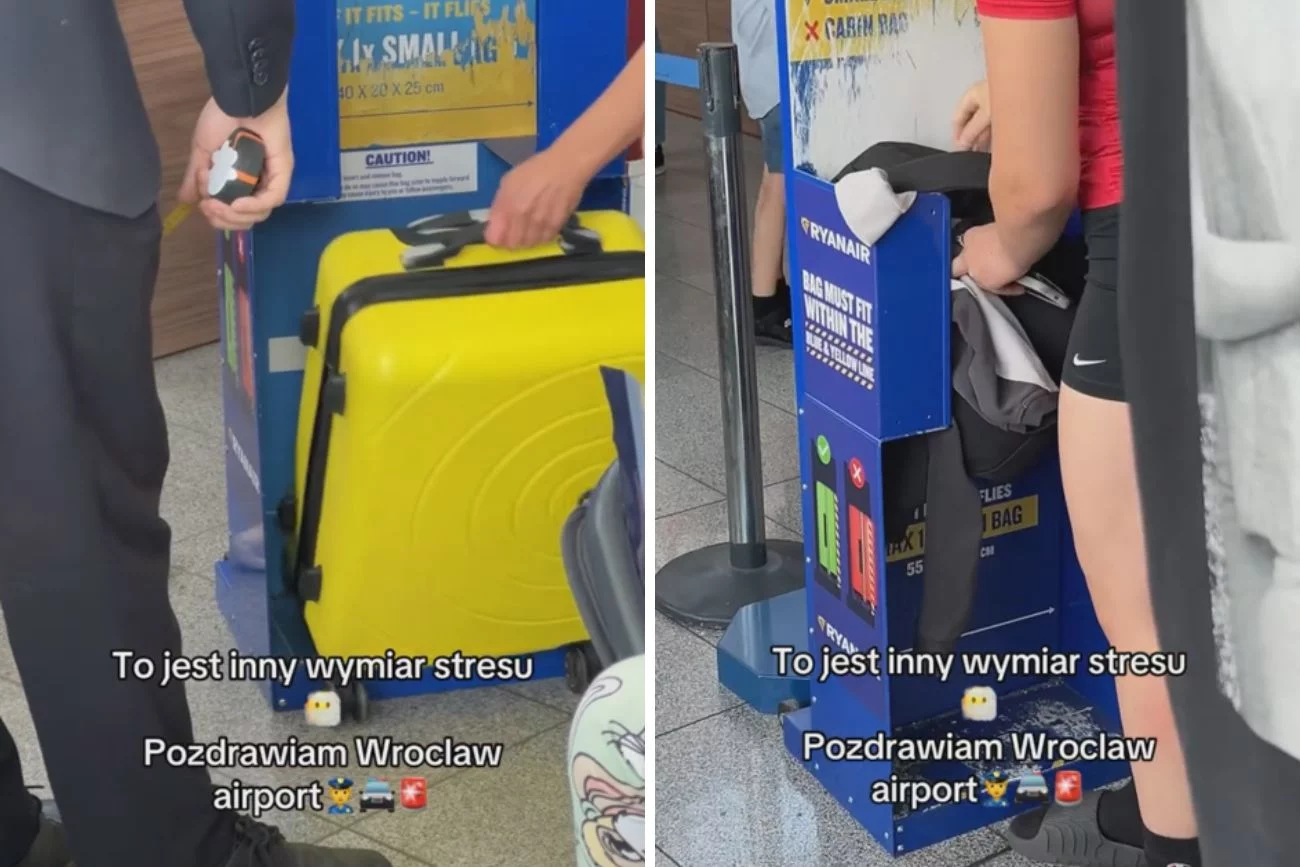 Ryanair kontroluje bagaż metrówką Kontrola bagażu w Ryanairze
