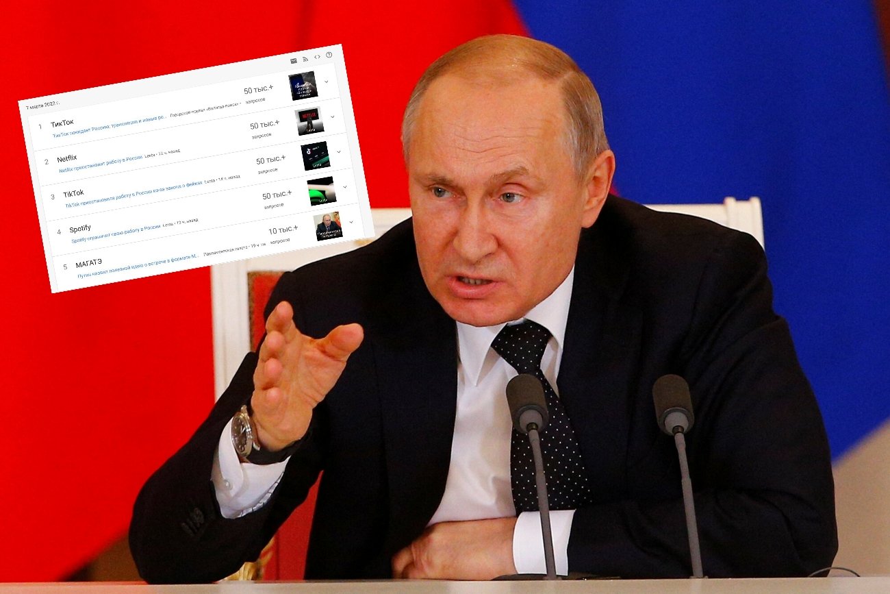 Rosjanie szukają w Google m.in. Netfliksa, TikToka i Spotify.