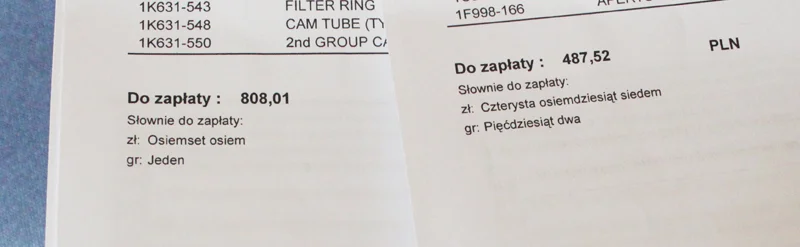 Fragment listu, który przyszedł z serwisu.