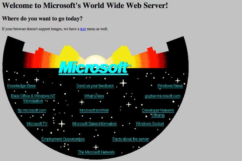 Microsoft odkurza swoją stronę sprzed 20 lat.
