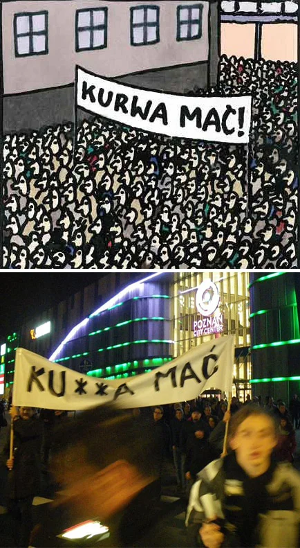 Rysunkowy pierwowzór i właściwy protest