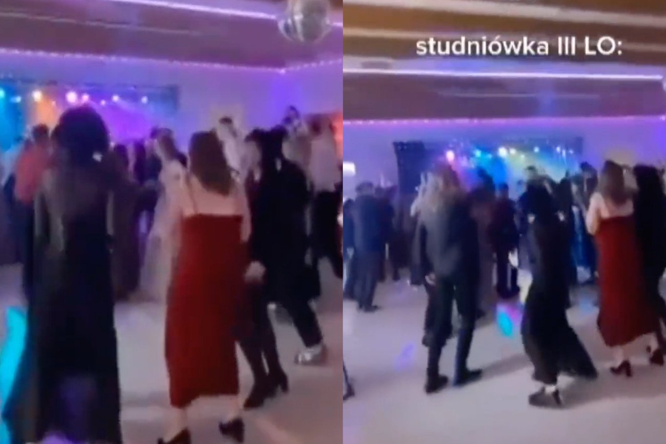 Na studniówce w Elblągu młodzież bawiła się przy piosence "J***ć PiS".