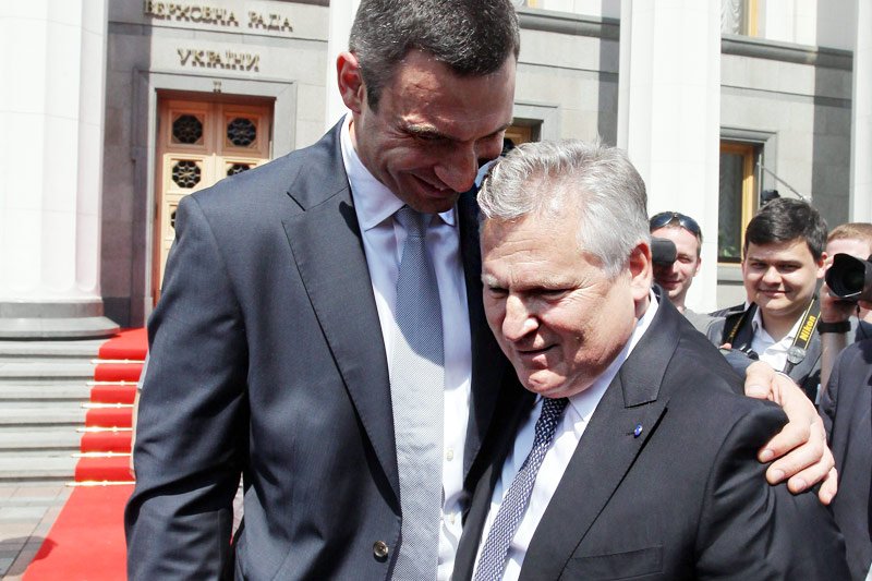Aleksander Kwaśniewski i mer Kijowa Witalij Kliczko.