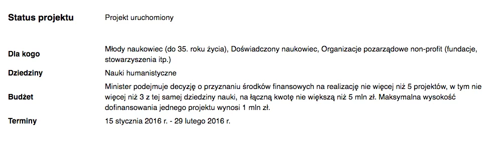 Szczegóły projektu.