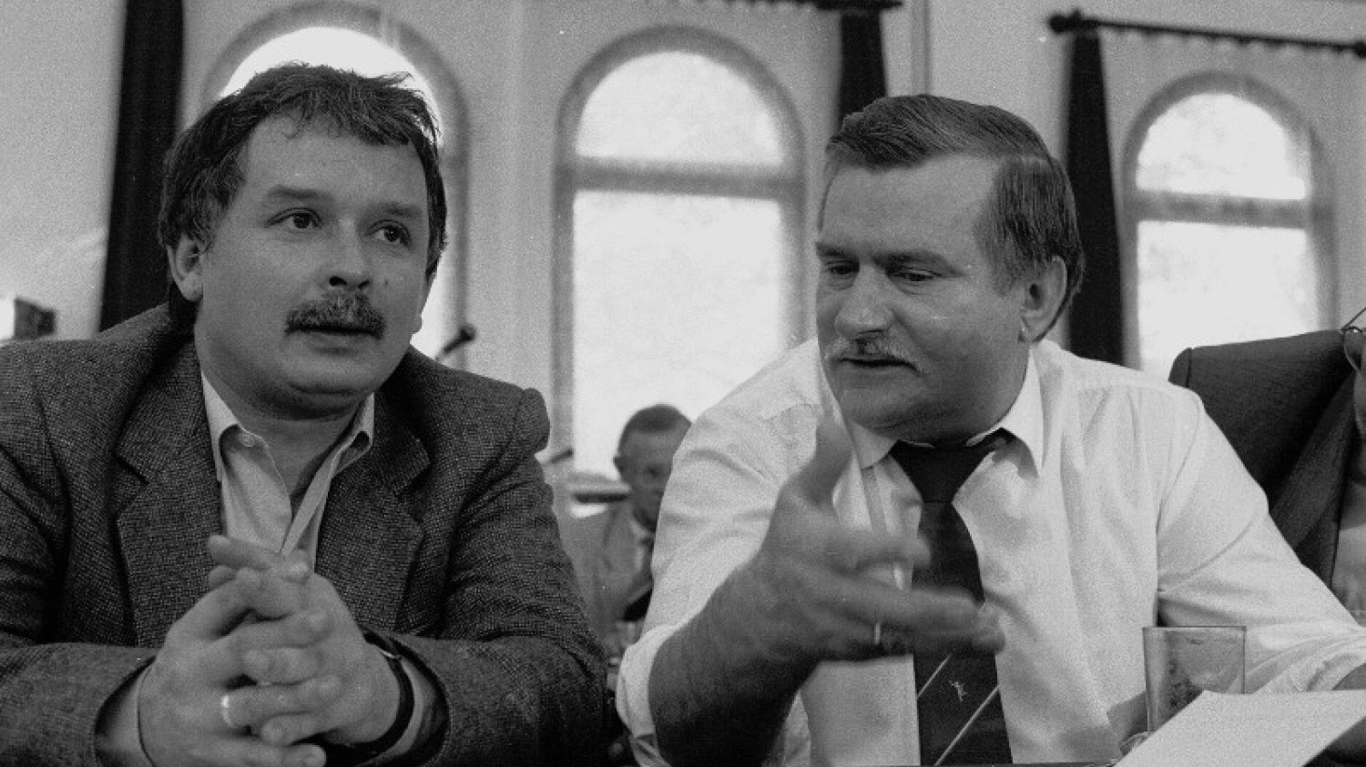 Lech Kaczyński i Lech Wałęsa, rok 1990.