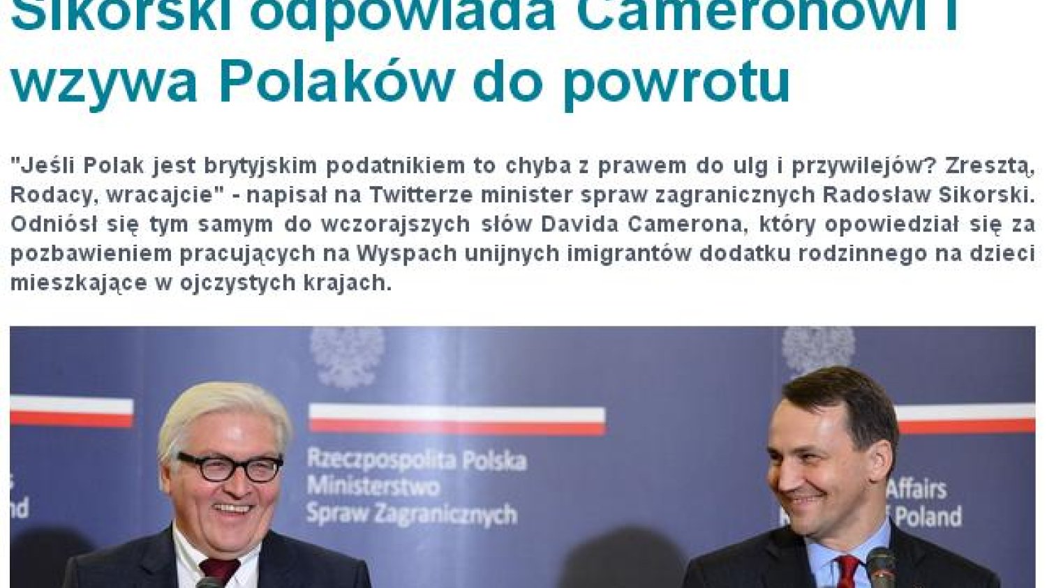 Czołówka materiału z apelem ministra Radka S.